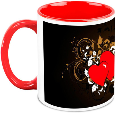 Homesogood Two Close Hearts Ceramic Mug(325 ml)