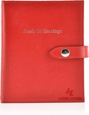 Leather Effect Book Of Earing-Red Jewellery Vanity Box(Red)
