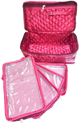 Addyz Necklace set 5slots pouches bag Jewellery Vanity Box(Maroon)
