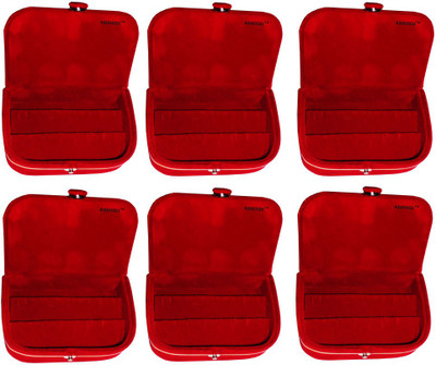 Abhinidi Set of 6 velvet ring storage travelling folder case Box Vanity Box(Maroon)