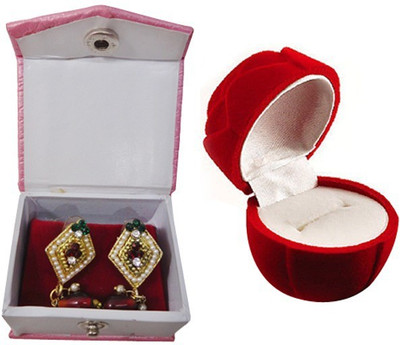 Atorakushon Flower Ear & Ring Box Vanity Box(Red)
