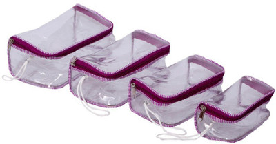 Kuber Industries Travelling Kit, Make Up kit Set of 4 Pcs Jewellery Vanity Box(Maroon)