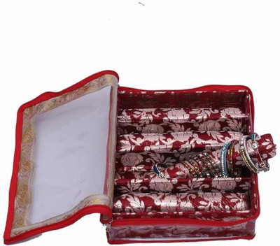 Kuber Industries Bangle Four Roll Jewellery Vanity Box(Maroon)
