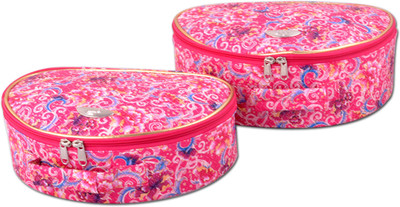 Styler Jacquard Design Set Of 2 Vanity Case Pink Makeup Vanity Box(Pink)