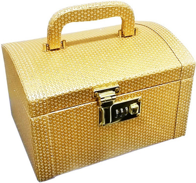 Satisfaction Liza to store cosmetic items and bangles Vanity Box(Golden)