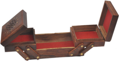 Artist Haat Sun Design Flip Flap Box Makeup and Jewellery Vanity Box(Brown)