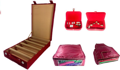 Addyz Combo Of 5 Rod Wooden Banglebox, Earring, Ring Box With 1 Saree 1 Blouse Cover. Jewellery Vanity Box(Red)
Addyz Combo Of 5 Rod Wooden Banglebox, Earring, Ring Box With 1 Saree 1 Blouse Cover. Jewellery Vanity Box(Red)