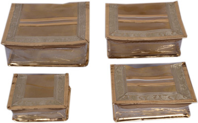 Styler Golden Makeup Pouch Set Of 4 Makeup Vanity Box(Golden)
