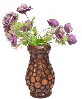 Onlineshoppee Wooden Vase(10 inch, Brown)