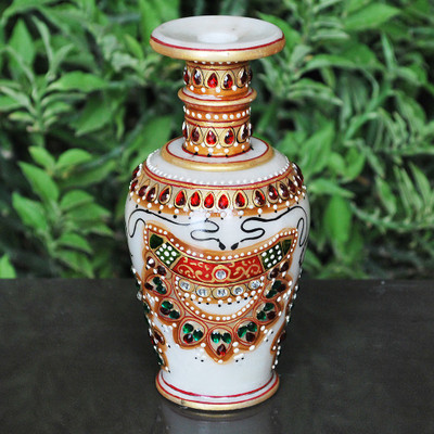 Raj Laxmi Marble Flower With Meenakari Work And Kundan Gold Plated Vase(6 inch, White)
Raj Laxmi Marble Flower With Meenakari Work And Kundan Gold Plated Vase(6 inch, White)