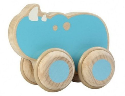 Cicada Animal - Pull Along Wooden Rhino 5"/13cm - ET2C04(Multicolor)