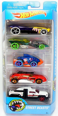 Hot Wheels Street Beasts Set Of Five Car Gift Pack DJD24(Multicolor)