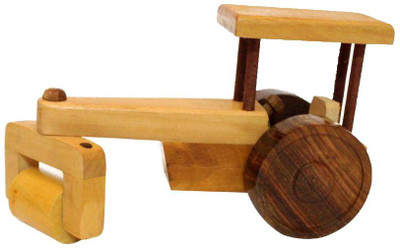 Craftspoint desi wooden road roller toy(Yellow, Brown), Brown;yellow