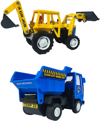 Xunda JCB&Dumper Truck(Yellow, Blue), Blue;yellow