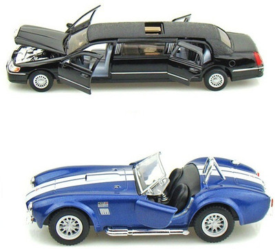 Kinsmart Lincoln Limosuine and Shelby Cobra(Multicolor)