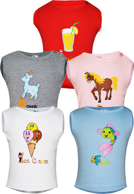 Gkidz Boys Printed Cotton T Shirt(Multicolor, Pack of 5