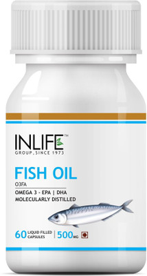Inlife Fish Oil Omega 3 Fatty Acids Supplements EPA DHA for Men Women 500mg Capsules(60 No)
Inlife Fish Oil Omega 3 Fatty Acids Supplements EPA DHA for Men Women 500mg Capsules(60 No)