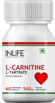 Inlife L-Carnitine L-Tartarate, 500mg (60 Vegetarian Capsules)(60 No)