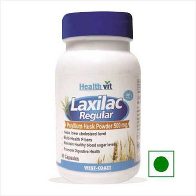 HealthVit Laxilac Regular Psyllium Husk Powder 500mg 60 Capsules(60 No)