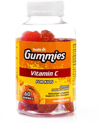 HealthVit Gummies Vitamin C For Kids Orange Flavour 60 Gummies(60 No)