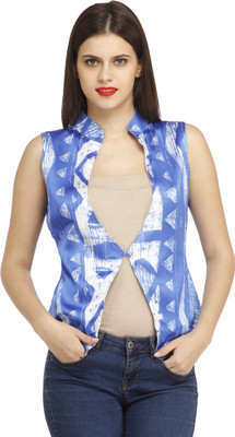 Cottinfab Printed Women's Waistcoat, Blue