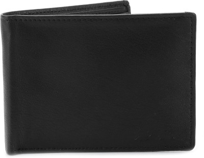 Newhide Men Black Genuine Leather Wallet(3 Card Slots)