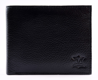 Mtuggar Men Black Genuine Leather Wallet(5 Card Slots)