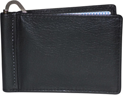 Kan Men Black Genuine Leather Money Clip(4 Card Slots)