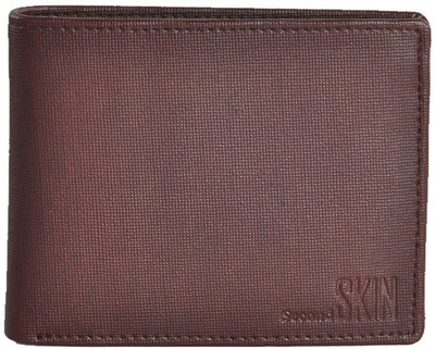 Second Skin Men Brown Genuine Leather Wallet(10 Card Slots)