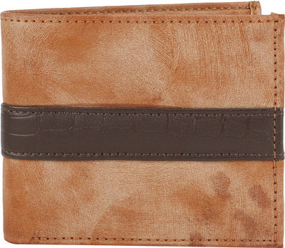 Milano Men Tan Artificial Leather Wallet(7 Card Slots)