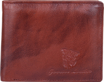 Reezus Men Brown Genuine Leather Wallet(10 Card Slots)