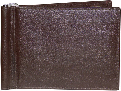 Kan Men Brown Genuine Leather Money Clip(6 Card Slots)