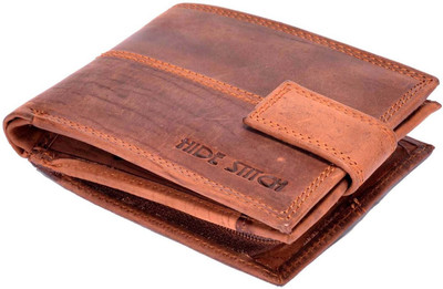 Hide Stitch Men Brown Genuine Leather Wallet(5 Card Slots), Brown-05