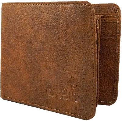 Orbit Men Tan Genuine Leather Wallet(8 Card Slots)