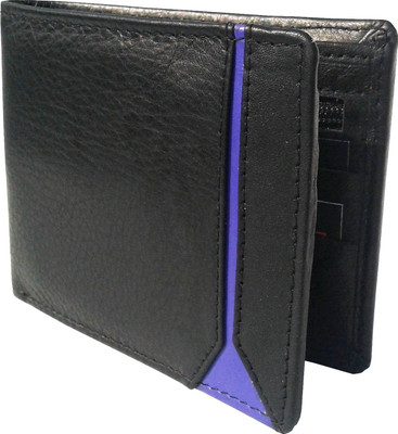 NUKAICHAU Boys Blue Genuine Leather Wallet(5 Card Slots), Blk blu 5