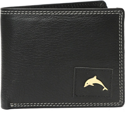 New Dolphin Men Black Genuine Leather Wallet(7 Card Slots)