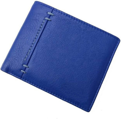 R-one Men Blue Genuine Leather Wallet(6 Card Slots)