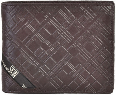 Second Skin Men Brown Genuine Leather Wallet(10 Card Slots)