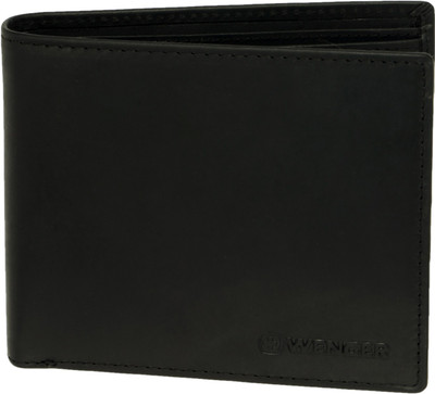Wenger Men Black Genuine Leather Wallet(3 Card Slots)