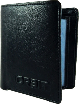 Orbit Men Black Genuine Leather Wallet(7 Card Slots)
