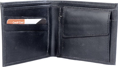 C4U Men Black Artificial Leather Wallet(8 Card Slots), Black 01