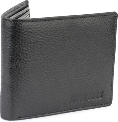 Musk Duck Men Formal Black Genuine Leather Wallet(3 Card Slots)