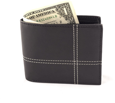 Rodid Men Black Genuine Leather Wallet(6 Card Slots)