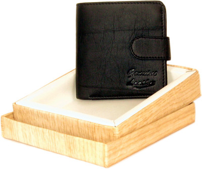 Sky Marketings Men Black Genuine Leather Wallet(8 Card Slots), Black02