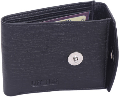 Lifetime Men Black Artificial Leather Wallet(6 Card Slots)