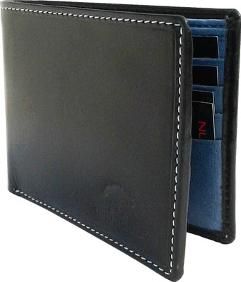 THE NUKAICHAU Men Blue Genuine Leather Wallet(8 Card Slots), Blk blu 8a