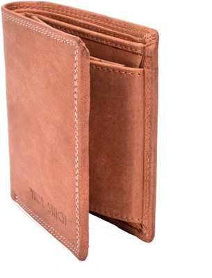 Hidestitch Men Tan Genuine Leather Wallet(7 Card Slots), Tan-01