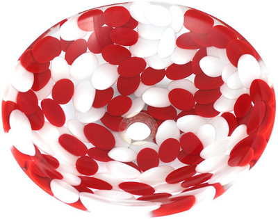 Zahab RED PEBBLES ROUND RESIN WASH BASIN RP109 Table Top Basin(Red)