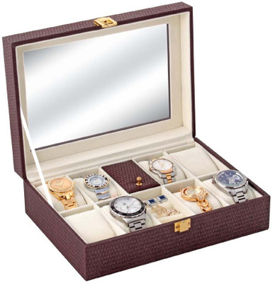 abrazo Jewelry Watch Box(Coffee, Holds 8 Watches)