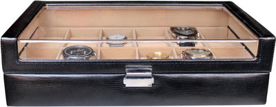 Essart Case 14 Watch Box(Black, Holds 12 Watches)